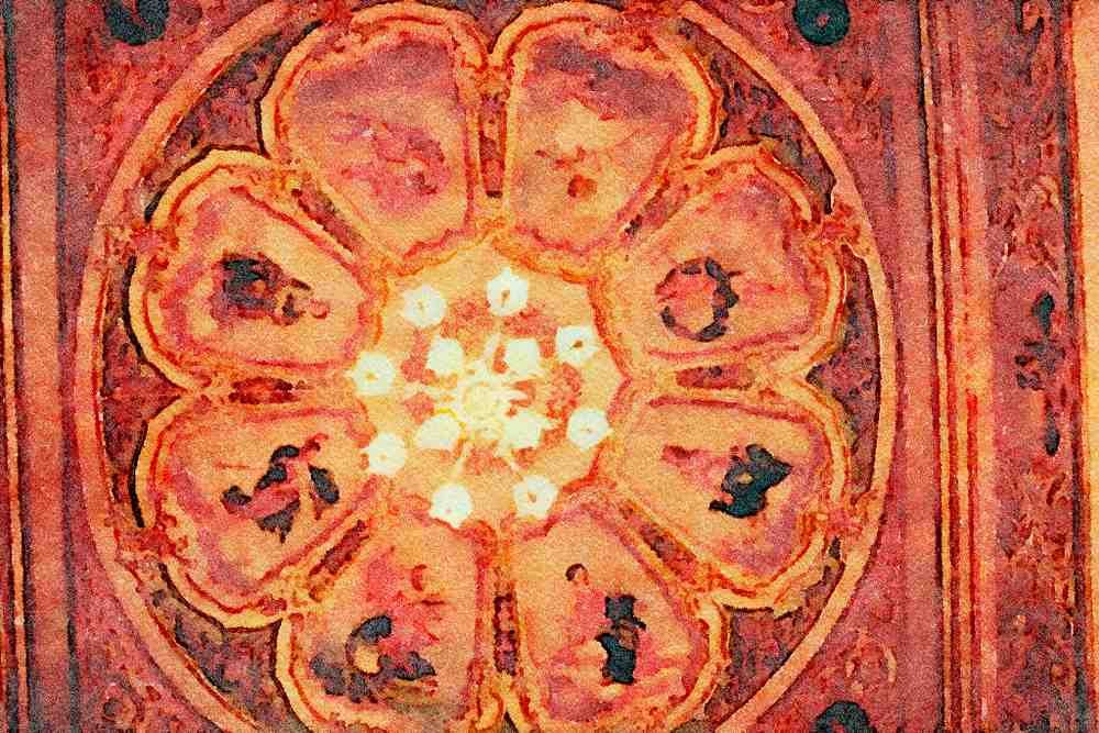 805095 Painted Ceiling, Ermoupolis, Syros, Greece A4 Limited Edition Watercolour Print