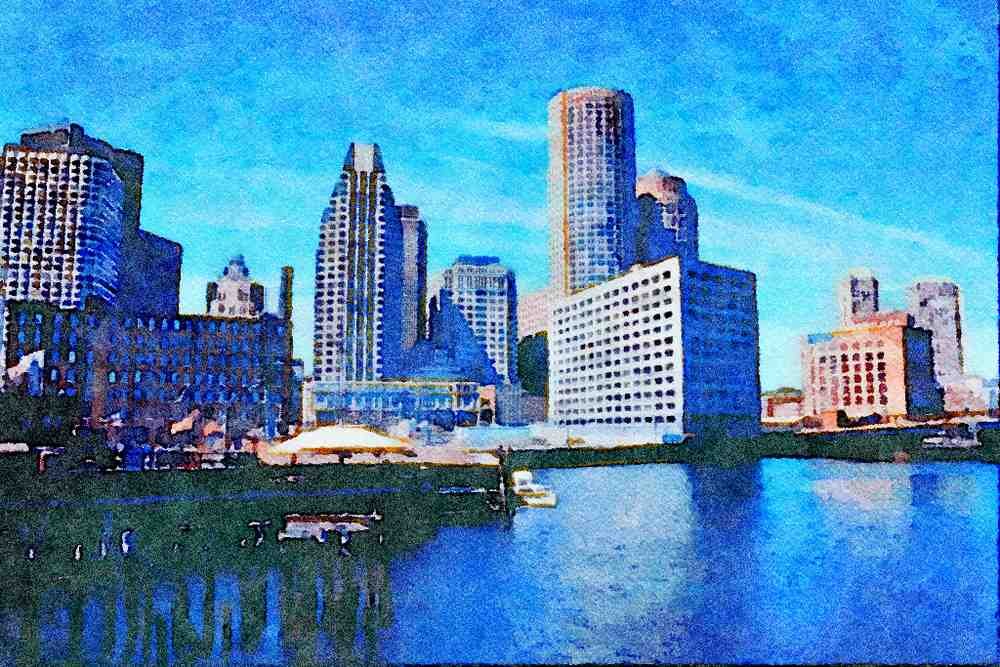 805098 Waterfront Structures A4 Limited Edition Watercolour Print