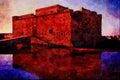 806005 Reflections, Medieval Fort, Nea Paphos, Cyprus A4 Limited Edition Watercolour Print