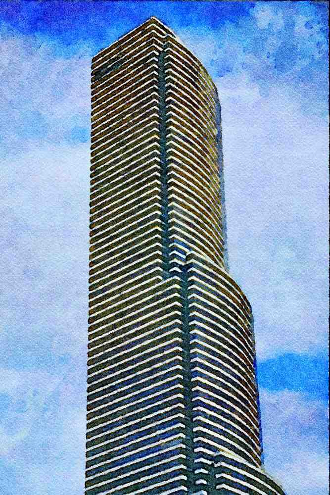 806015 CenTrust Tower, Miami, Florida, U.S.A. A4 Limited Edition Watercolour Print