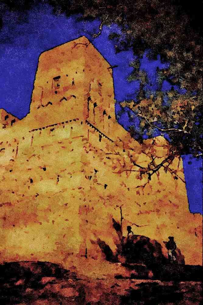 806032 Kasbah Ben Moro, Skoura, Dades Valley, Morocco A4 Limited Edition Watercolour Print
