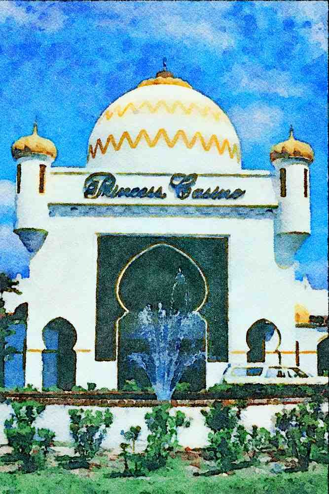 806036 Casino, Freeport, Bahamas A4 Limited Edition Watercolour Print