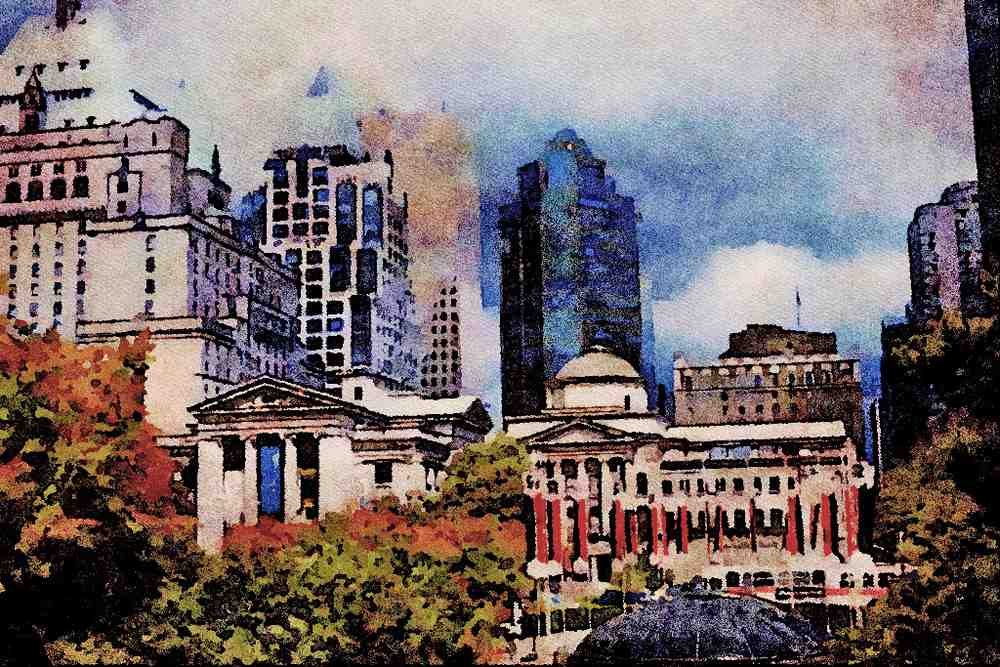 806047 Robson Square, City Center, Vancouver, British Columbia, Canada A4 Limited Edition Watercolour Print