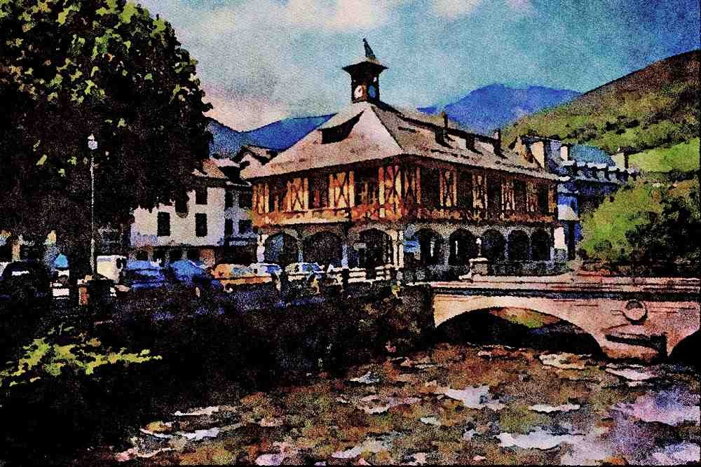 806055 Arreau, Central Pyrenees, France A4 Limited Edition Watercolour Print