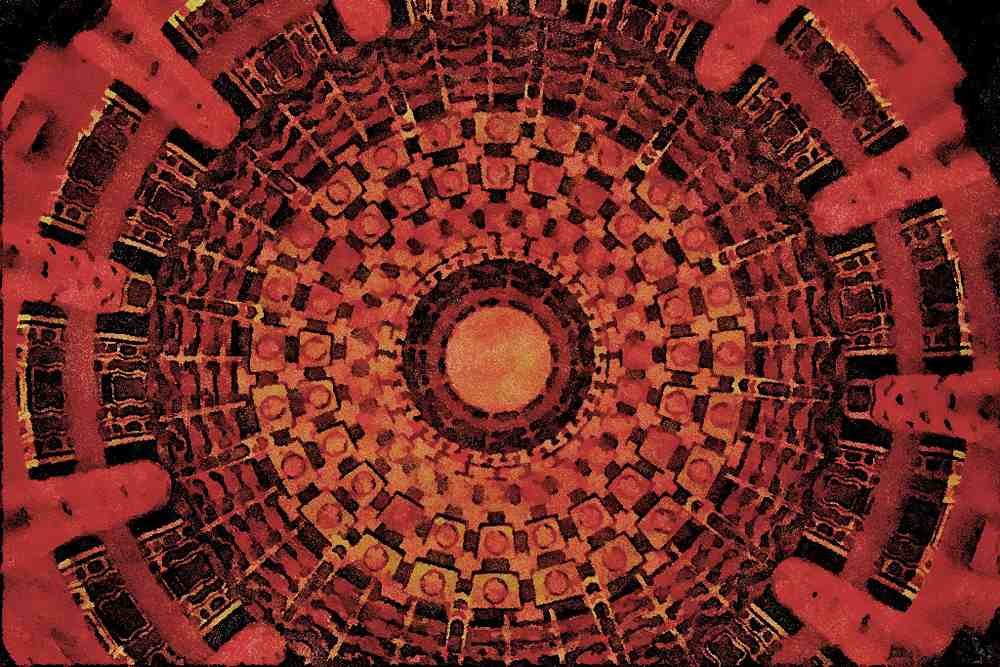 806058 Ceiling Of A Chinese Temple A4 Limited Edition Watercolour Print