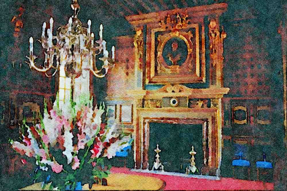 806075 Interior, Chateau Chambord, Loire Valley, France A4 Limited Edition Watercolour Print