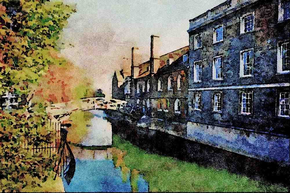 806090 Cambridge Canal, England, U.K. A4 Limited Edition Watercolour Print