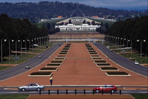 806095 Anzac Parade And Parliament House, Canberra, Australia A4 Photo Print