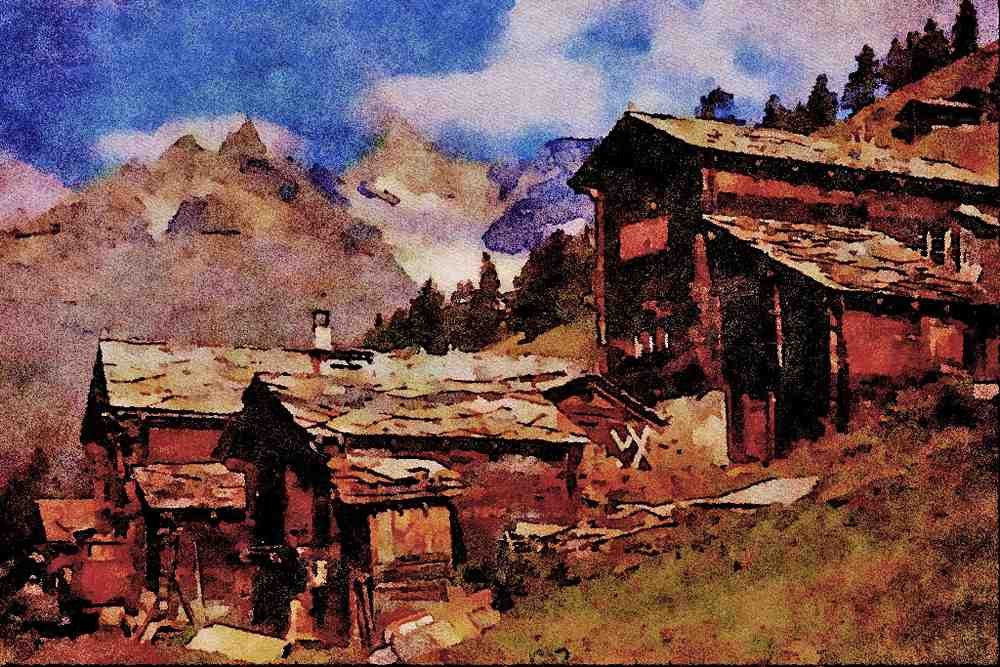 807003 Findeln, Zermatt, Switzerland A4 Limited Edition Watercolour Print
