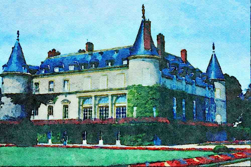 807005 Rambouillet Chateau, Charles De Gaulle's Favorite Hideaway, France A4 Limited Edition Watercolour Print