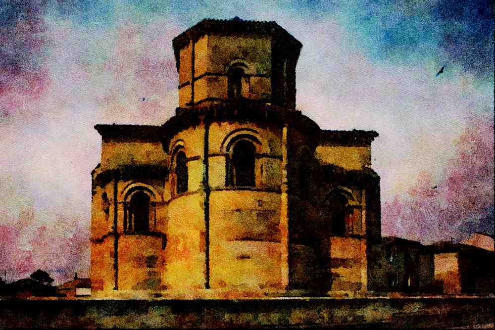 807019 Fromista, San Martin, 11C Apsidal View, Spain A4 Limited Edition Watercolour Print