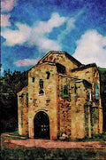 807020 Oviedo, San Miguel De Lino, 9C, West Facade, Spain A4 Limited Edition Watercolour Print