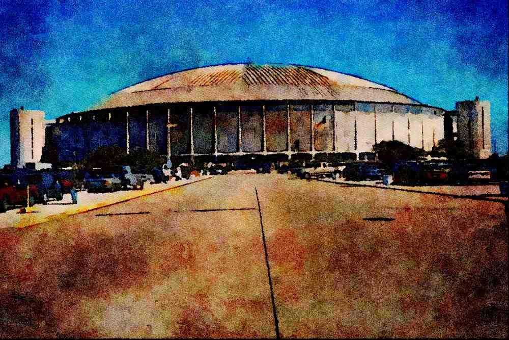 807021 Astrodome, First Dome Stadium, Built In 1965, Houston, Texas, U.S.A. A4 Limited Edition Watercolour Print
