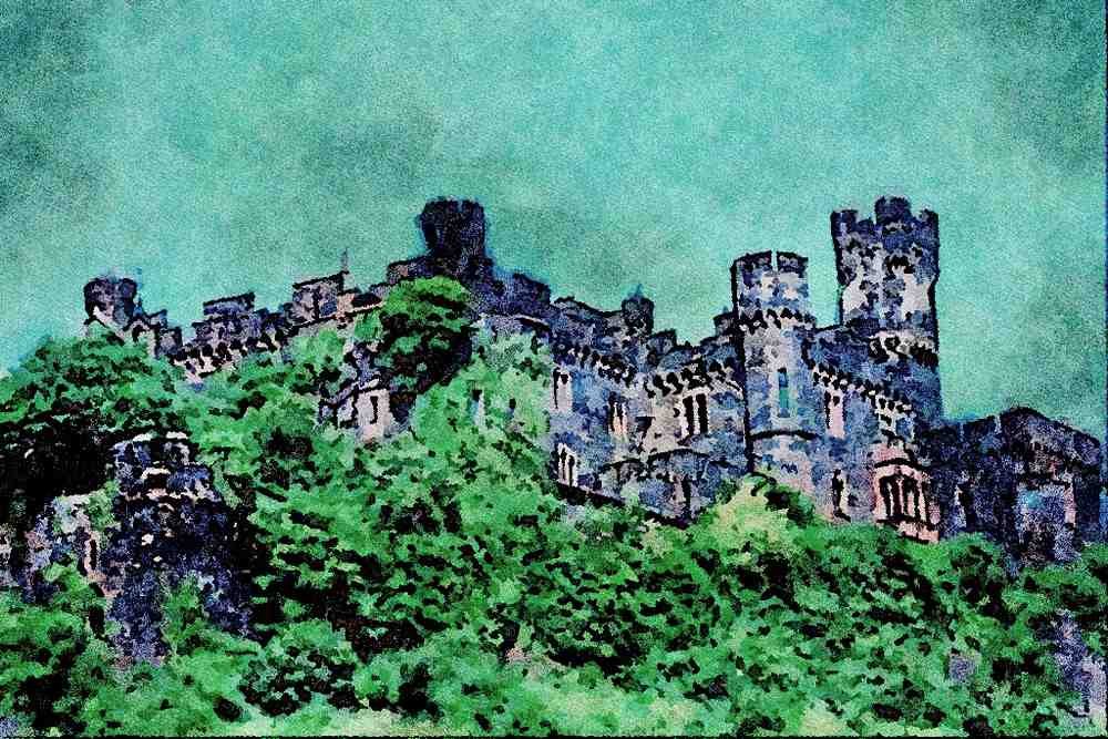 807026 Rheinstein Castle, Rhine River, Germany A4 Limited Edition Watercolour Print