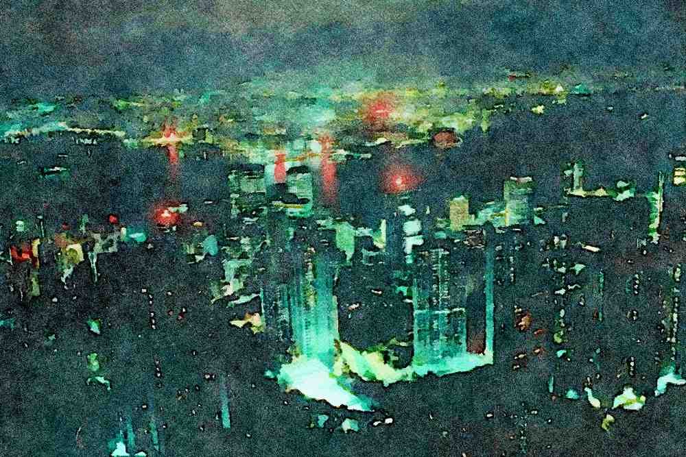 807034 Hong Kong From Victoria Peak A4 Limited Edition Watercolour Print