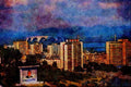 807049 View Of Pyongyang, North Korea A4 Limited Edition Watercolour Print