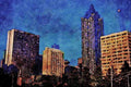 807061 Many Modern Hotels, Atlanta, Georgia, U.S.A. A4 Limited Edition Watercolour Print