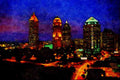 807070 Atlanta's Magical Nightlife, Georgia, U.S.A. A4 Limited Edition Watercolour Print