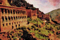 807095 Gompa Walls And Windows, Tibet, China A4 Limited Edition Watercolour Print