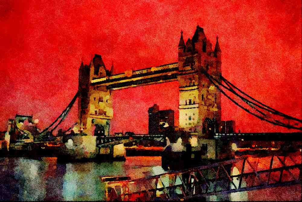 808005 Tower Bridge, London At Sunset, England, U.K. A4 Limited Edition Watercolour Print