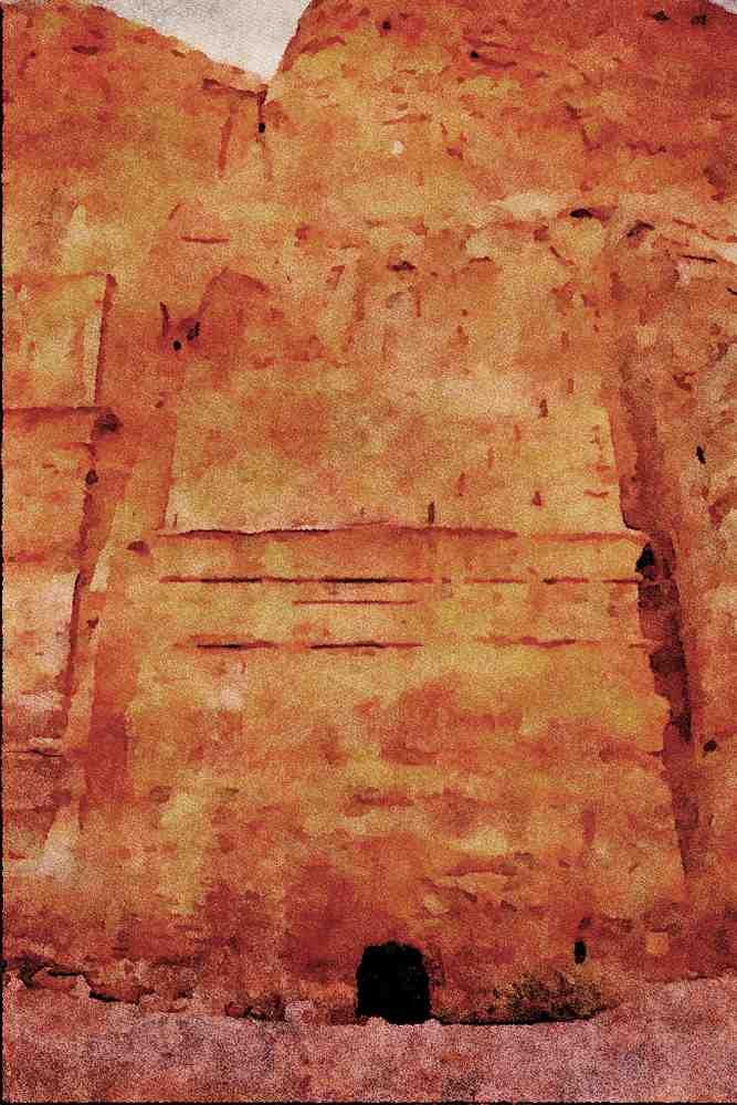 808025 Silk Tomb Of Rainbow Tomb, Petra, Jordan A4 Limited Edition Watercolour Print