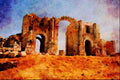 808028 Hadrian's Arch, Jerash, Jordan A4 Limited Edition Watercolour Print