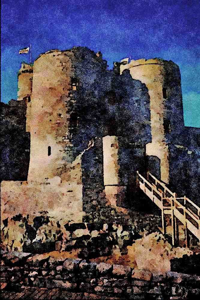 808030 Harlech Castle, Outer Gate And Gatehouse, Northern Wales, U.K. A4 Limited Edition Watercolour Print