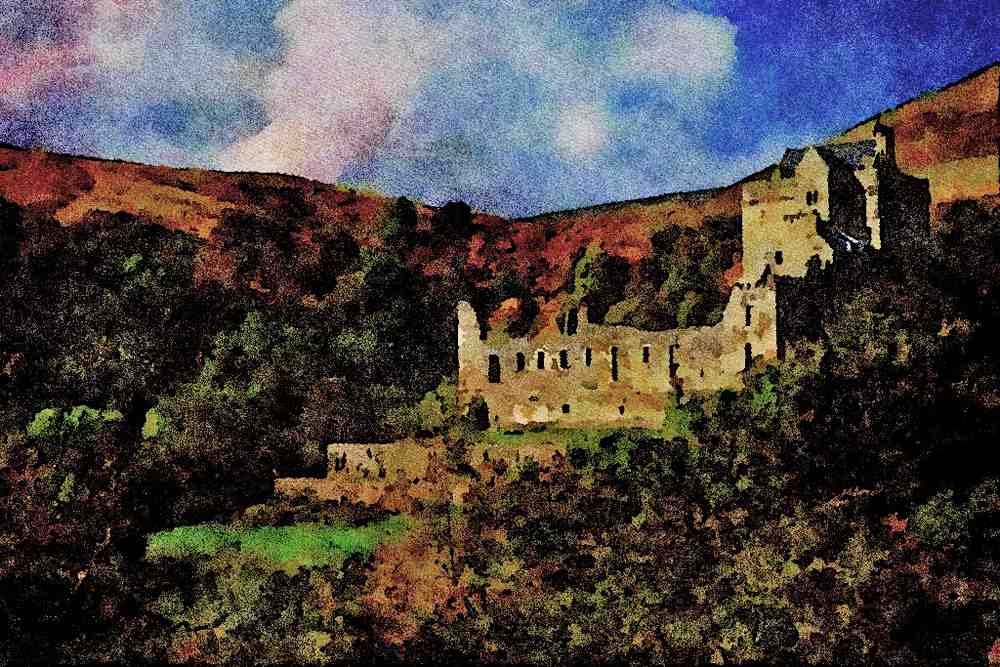 808037 Castle Cambel, Autumn A4 Limited Edition Watercolour Print