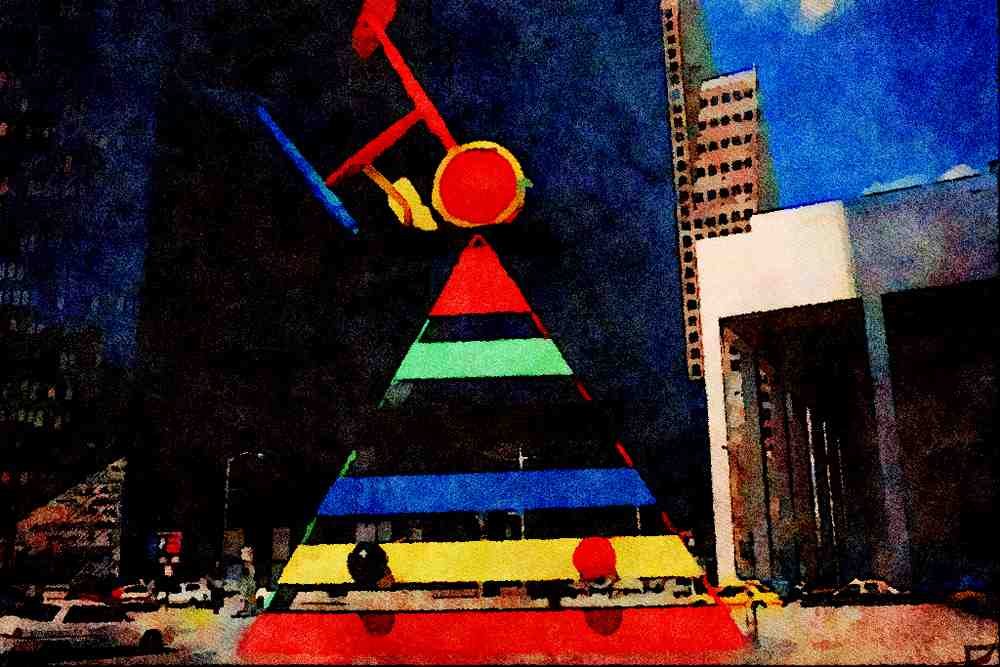 808080 Civic Center Sculpture, Southern Texas, U.S.A. A4 Limited Edition Watercolour Print