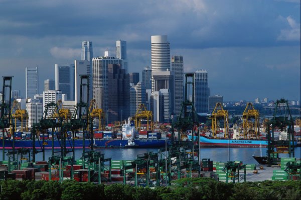 809071 Singapore Skyline With Tanjong Container Port, Singapore A4 Photo Print