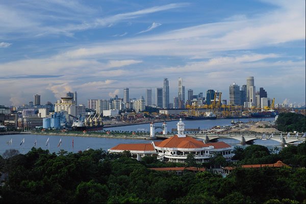 809072 Singapore Skyline From Sentosa Island, Singapore A4 Photo Print