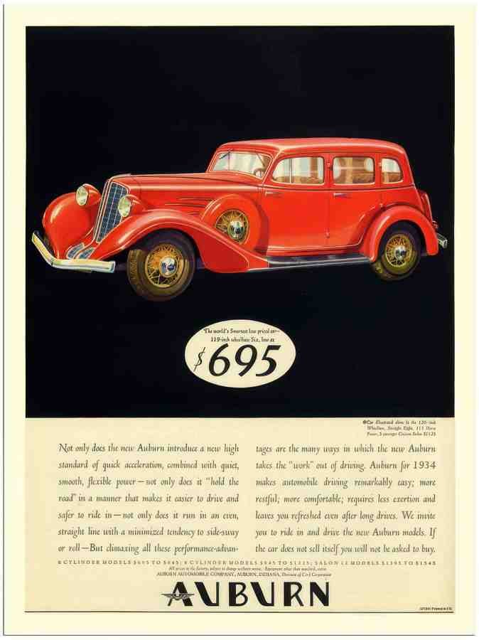 811 auburn 1930s 2 Vintage Advert A4 Photo Print