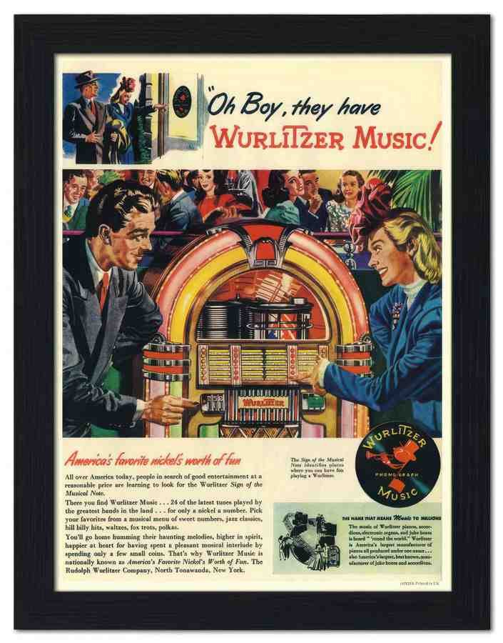 825K wurlitzer jukebox 2 Vintage Advert A4 Photo Print
