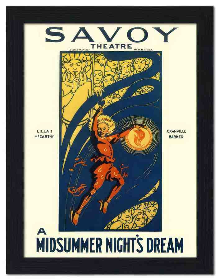 828 midsummer nights dream savoy theatre poster 1910s 2 Vintage Advert A4 Photo Print