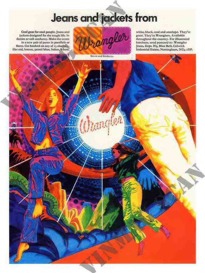 83 wrangler jeans jackets 1970s 2 Vintage Advert A4 Photo Print