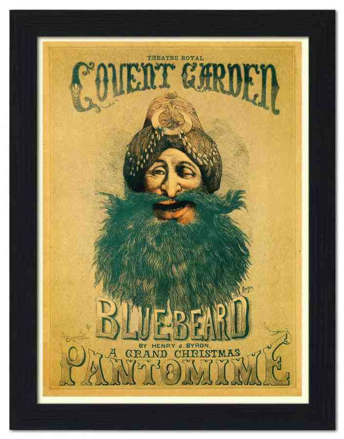 830 bluebeard pantomime covent garden theatre poster 1870s 2 Vintage Advert A4 Photo Print