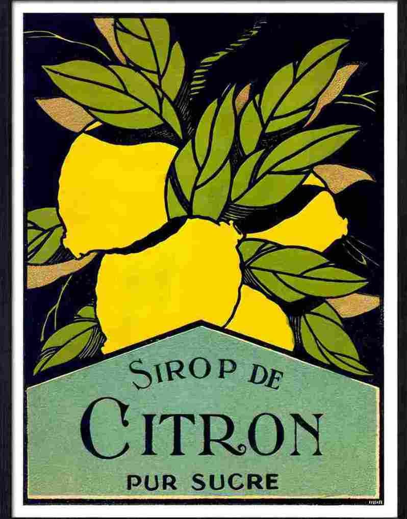 86 sirop de citron lemon fruit label Advert A4 Photo Print