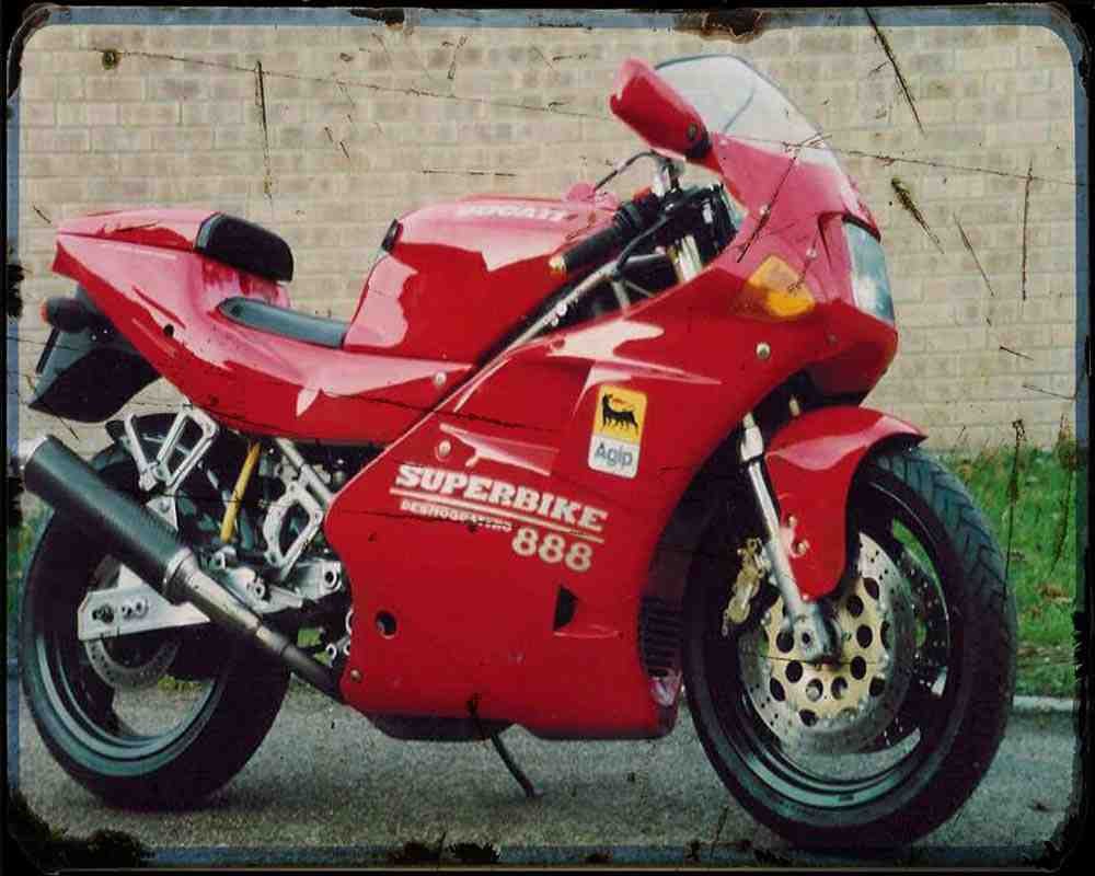 888 Strada 93 A4 Photo Print Motorbike Vintage Aged
