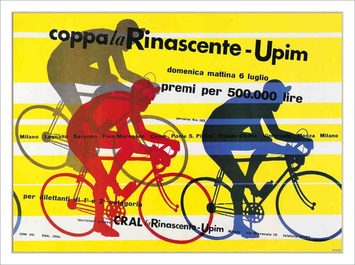 9 Coppa La Rinascente Upim Italian Cycle Race Poster 1950s Vintage Retro Advert