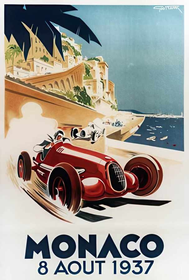 9 Monaco Grand Prix Vintage Advert A4 Photo Print