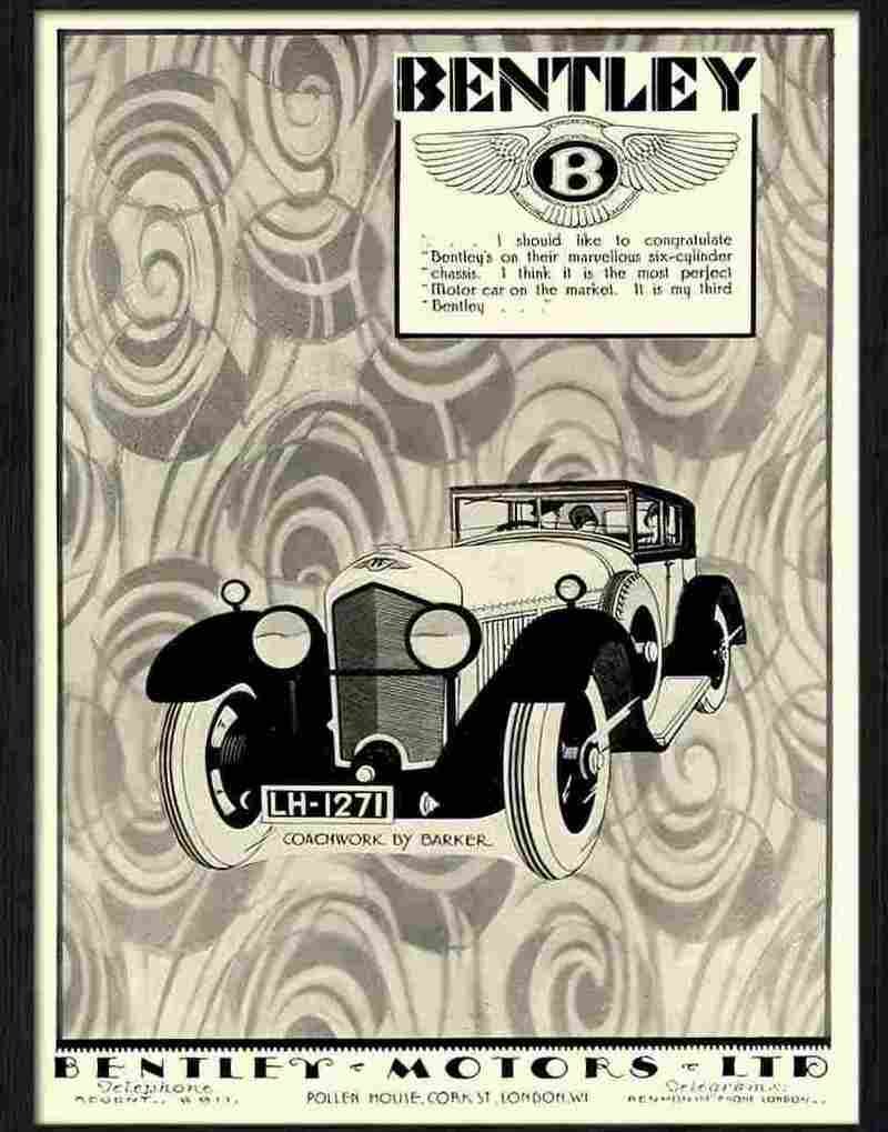 9 bentley car advert 1920s Advert A4 Photo Print