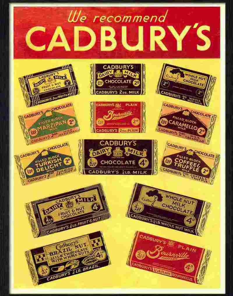 9 cadburys chocolate 1940s Advert A4 Photo Print