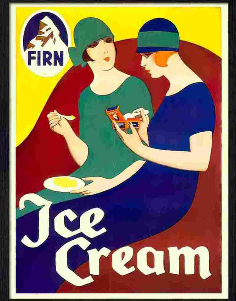 9 firn ice cream art deco carl moos 1922 Advert A4 Photo Print
