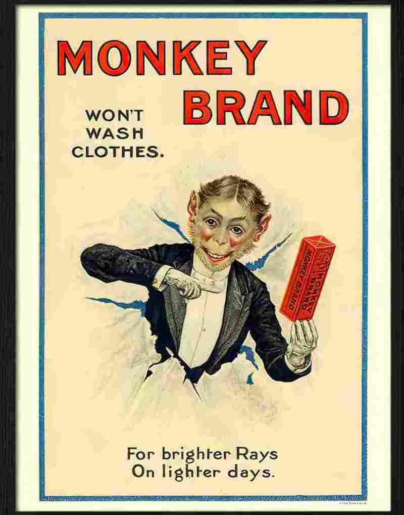 9 monkey brand Advert A4 Photo Print