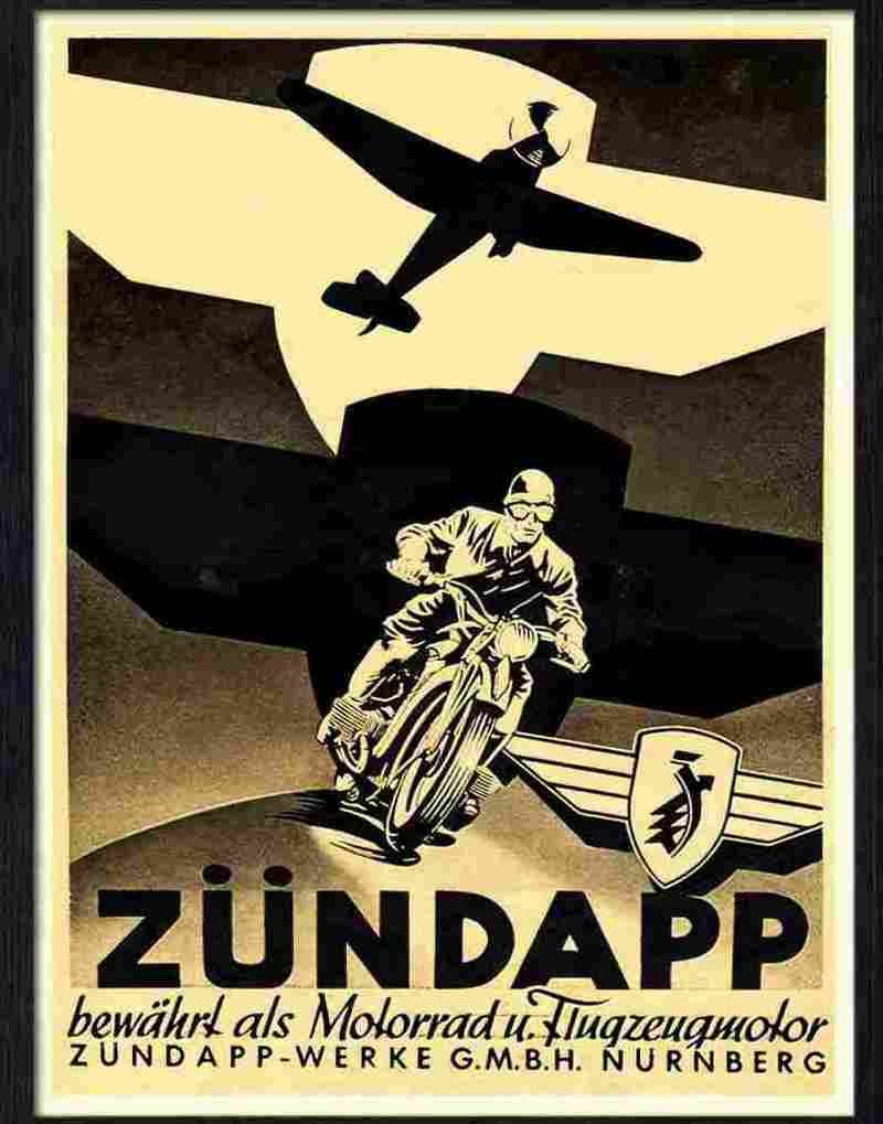 9 zundapp german motorcycle airplane advert 1942 2 Advert A4 Photo Print