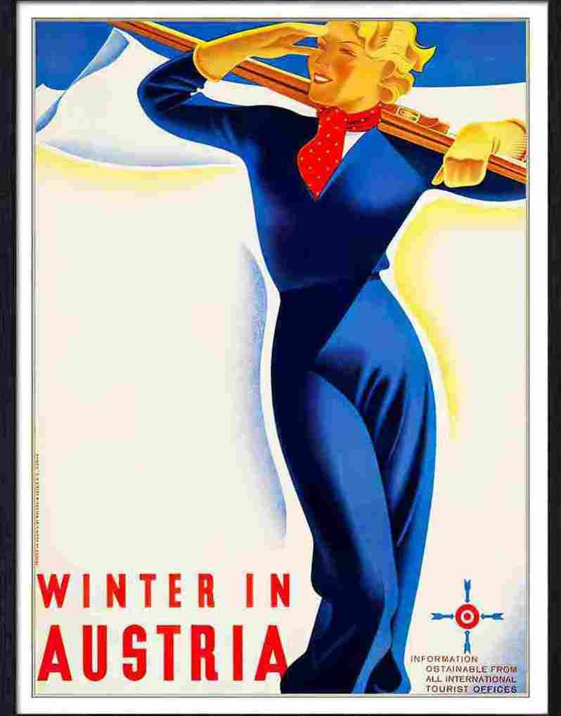 90 winter in austria travel poster Advert A4 Photo Print