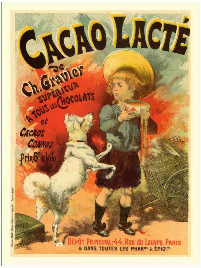 92 cacao lacte chocolate milk lucien lefevre 1893 2 Vintage Advert A4 Photo Print