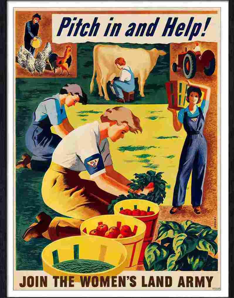 94 pitch in and help women's land army Advert A4 Photo Print