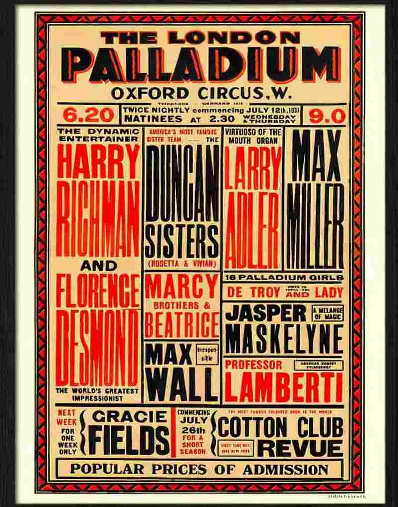 9K london palladium max miller Advert A4 Photo Print