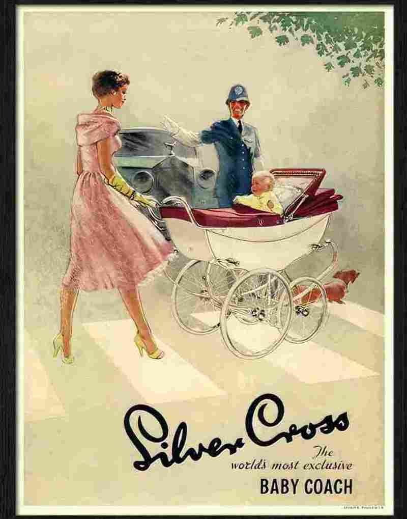 9K silver cross baby coach pram 1950s Advert A4 Photo Print